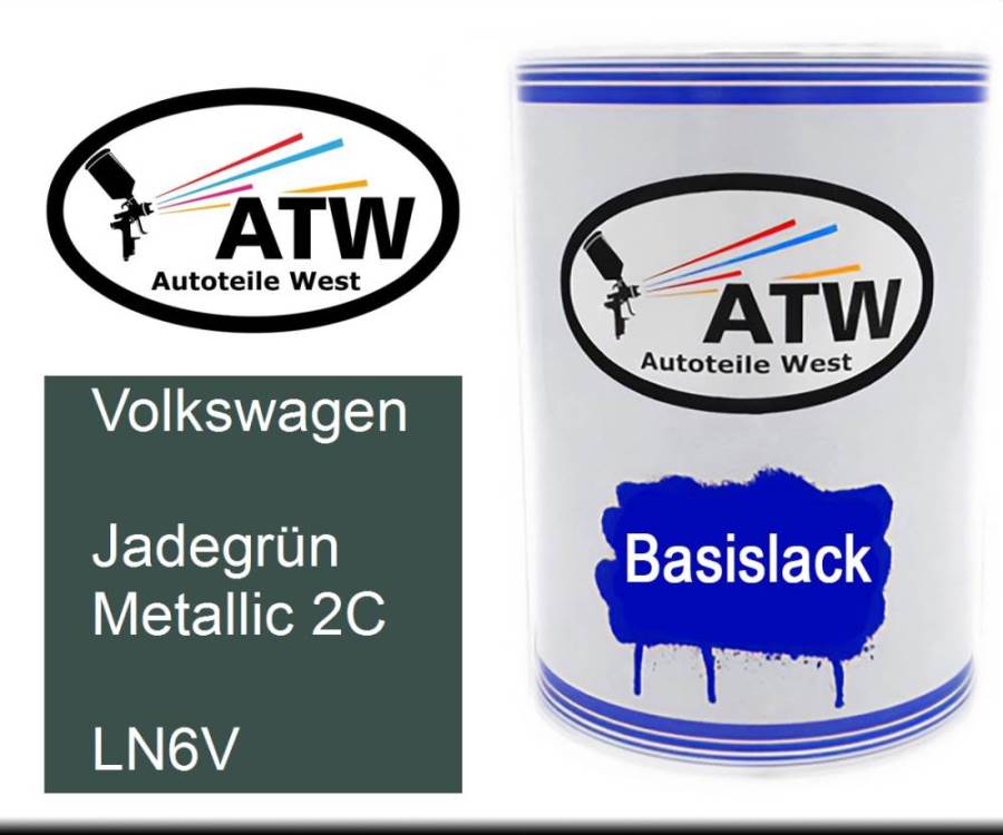 Volkswagen, Jadegrün Metallic 2C, LN6V: 500ml Lackdose, von ATW Autoteile West.